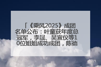 《乘风2025》成团名单公布：叶童获年度总冠军，李晟、吴宣仪等10位姐姐成功成团，陈德容获年度高光人物