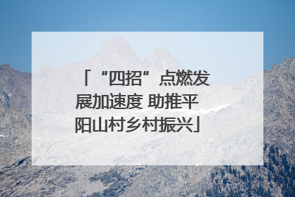 “四招”点燃发展加速度 助推平阳山村乡村振兴