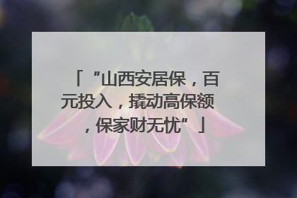 “山西安居保，百元投入，撬动高保额，保家财无忧”