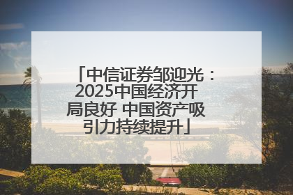中信证券邹迎光：2025中国经济开局良好 中国资产吸引力持续提升