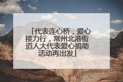 代表连心桥，爱心接力行，常州北港街道人大代表爱心捐助活动再出发