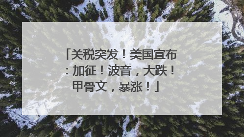 关税突发！美国宣布：加征！波音，大跌！甲骨文，暴涨！