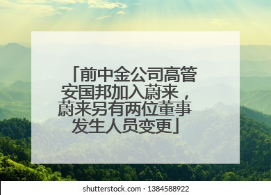 前中金公司高管安国邦加入蔚来，蔚来另有两位董事发生人员变更