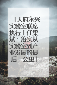 天府永兴实验室联席执行主任梁斌：落实从实验室到产业发展的最后一公里