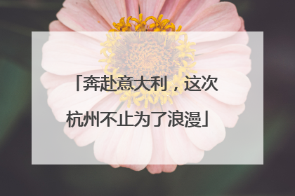 奔赴意大利，这次杭州不止为了浪漫