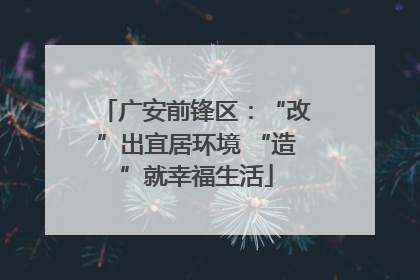 广安前锋区：“改”出宜居环境 “造”就幸福生活