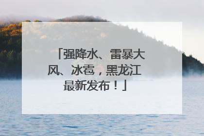 强降水、雷暴大风、冰雹，黑龙江最新发布！