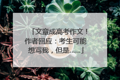 文章成高考作文！作者回应：考生可能想骂我，但是……