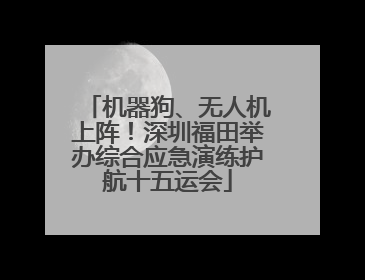 机器狗、无人机上阵！深圳福田举办综合应急演练护航十五运会