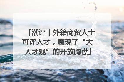 潮评丨外籍商贸人士可评人才，展现了“大人才观”的开放胸襟
