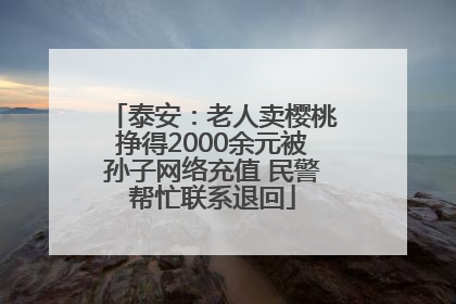 泰安：老人卖樱桃挣得2000余元被孙子网络充值 民警帮忙联系退回