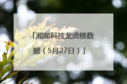 湘邮科技龙虎榜数据（5月27日）