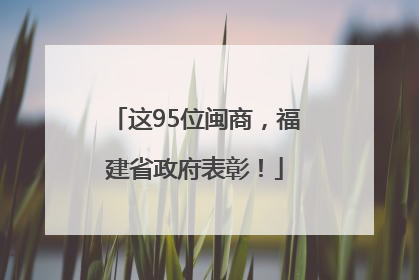 这95位闽商，福建省政府表彰！