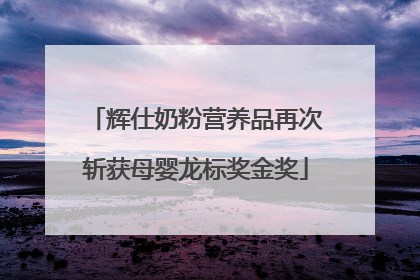 辉仕奶粉营养品再次斩获母婴龙标奖金奖