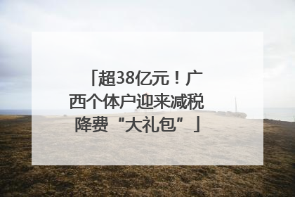 超38亿元！广西个体户迎来减税降费“大礼包”