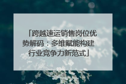 跨越速运销售岗位优势解码：多维赋能构建行业竞争力新范式