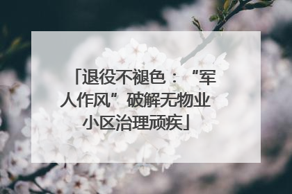 退役不褪色：“军人作风”破解无物业小区治理顽疾