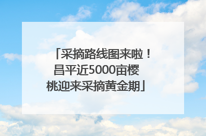 采摘路线图来啦！昌平近5000亩樱桃迎来采摘黄金期