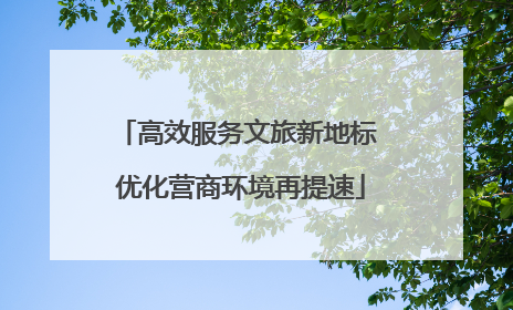 高效服务文旅新地标 优化营商环境再提速