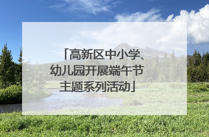 高新区中小学、幼儿园开展端午节主题系列活动