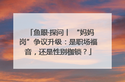 鱼眼·探问丨 “妈妈岗”争议升级：是职场福音，还是性别枷锁？