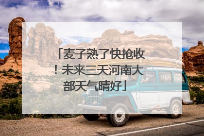 麦子熟了快抢收！未来三天河南大部天气晴好