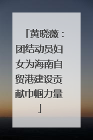 黄晓薇：团结动员妇女为海南自贸港建设贡献巾帼力量
